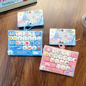 26 Keys Mechanical Keyboard Fidget Toy Keychain Ocean Theme Marine Animal Pattern Portable Stress Relief Keyring For Kids Adults