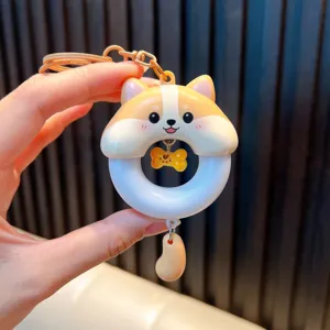 Χαριτωμένο φωτιζόμενο μπρελόκ Corgi σε σχήμα ντόνατ για διακόσμηση τσάντας