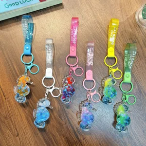 Simpatico portachiavi cavalluccio marino olio liquido ciondolo borsa idea regalo