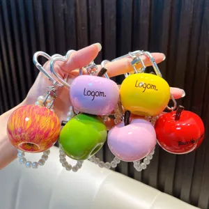 Creatieve simulatie appel kralen sleutelhanger met hartsluiting in diverse kleuren charme