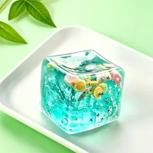 Meeres-Thema Maltose Squishy Spielzeug Klarer Eiswürfel Langsamer Rückprall Stressabbau-Spielzeug Mit Muschel Seestern