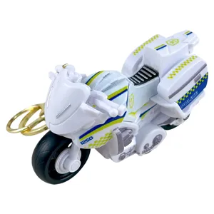 Elegante portachiavi bianco moto della polizia con modellino a frizione giocattolo