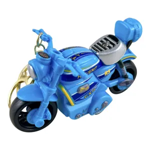 Porte-clés moto à friction bleu, jouet amusant pour enfants et étudiants
