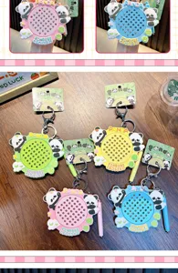 Panda Magnet-Zeichentafel-Schlüsselanhänger in verschiedenen Farben mit Stift zum Stressabbau
