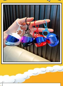Mini motorcycle helmet keychain cute keyring bag pendant multi color set for riders gifts