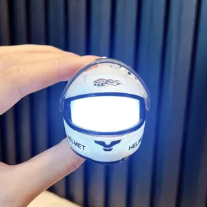 Creative glowing mini helmet keychain pendant with bright LED night light function