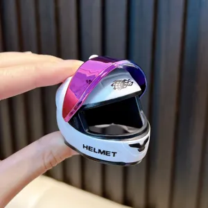 Cool Creative Motorcycle Helmet Keychain Miniature ABS Plastic Metal Backpack Bag Pendant Car Keyring Charm Rider Small Gift For Men Women Everyday Decor