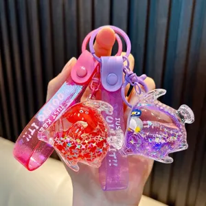 Liquid Sea Animal Sea Creature Keychain Acrylic Quicksand Glitter Floating Bottle Keychain Bag Pendant Gift For Women Kids