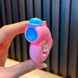 Cute pink musical snail keychain decompression toy with blue cap for bag decor