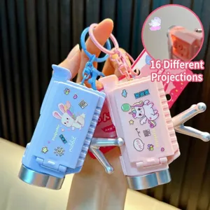 Cartoon Kamera Projektor Schlüsselanhänger Leuchtendes Spielzeug Mit Mehreren Mustern Tragbarer Mini Projektor Anhänger Spiegel Geschenk Für Kinder Party