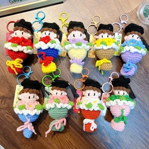 Llaveros de muñeca ramo flores ganchillo hechos a mano para bolsos y regalos