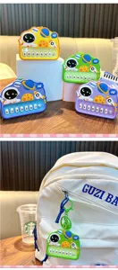 Mini astronaut musical toy piano keychain pendant for creative schoolbag decoration