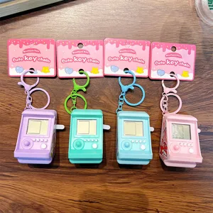 Retro mini arcade game console keychain set for kids featuring colorful button details