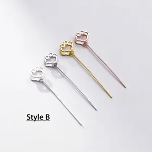 Premium S925 silver paw print pendant bail with needle for custom DIY jewelry making