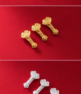 Detailansicht der traditionellen Ruyi-Silberperlen in Gold- und Silberoptik für DIY-Schmuck