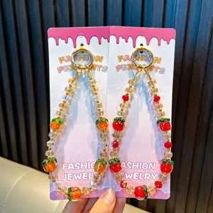 Glücks-Persimone Perlen-Handykette Schlüsselanhänger Damen Handgemachte Acryl Frucht Lanyard Tasche Anhänger Geschenk