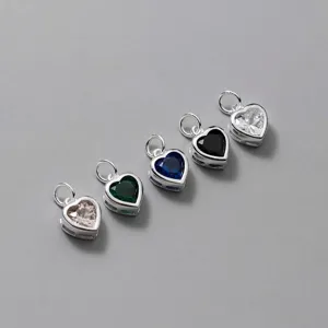 Ciondolo a Cuore in Argento Sterling 925 Con Zirconia Colorata Ciondolo Solo per Fai Da Te Gioielli Creazione Bracciale Collana Gioielli da Donna