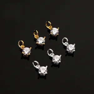 Ciondolo in Argento Sterling 925 Zirconia Senza Catena per Fai da Te Creazione Gioielli Donna Geometrico Galvanizzato Oro Argento