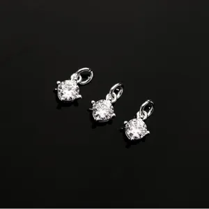 Ciondoli minimalisti in argento sterling S925 con zircone per creazione gioielli fai da te