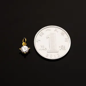 Elegante ciondolo in argento S925 placcato oro con zircone cubico per gioielli fai da te
