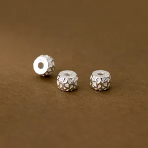 S925 Sterling Silber gehämmerte Trommelperlen für DIY handgemachte Armbänder