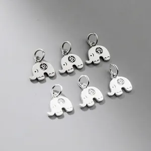 Vintage 925 Sterlingsilber Elefant Anhänger Antik Geschnitztes Om Muster Charm Bastelkomponenten Für Schmuckherstellung Handgewebtes Geflochtenes Seil