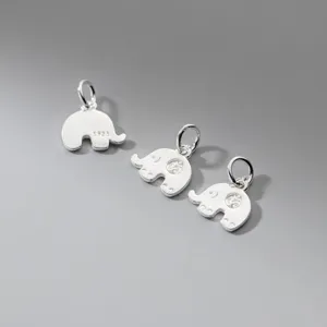 Antiker S925 Sterlingsilber Elefanten-Anhänger für Schmuckherstellung und DIY