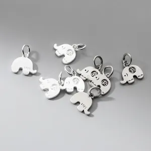 Retro S925 Sterling Silber Elefantenanhänger mit Om-Symbol für DIY-Schmuckherstellung