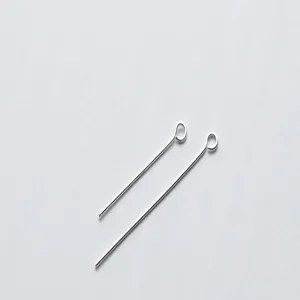 Sterling silver eye pins jewelry findings close up detail view, perfect for DIY handmade crafts.