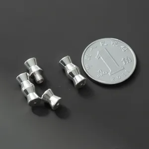 Macro detail of S925 sterling silver screw clasps for DIY jewelry necklace connectors