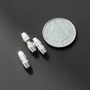 Macro detail of S925 sterling silver screw clasp connectors for handmade DIY jewelry making