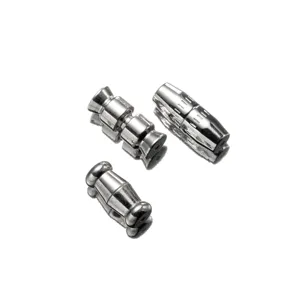 Close-up of S925 sterling silver screw clasps for DIY jewelry necklaces.