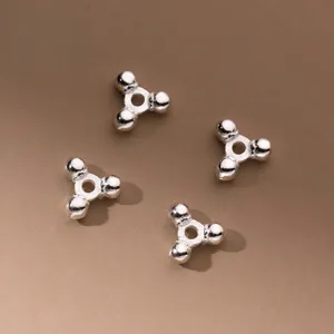 Perles d'Espacement Triangulaires en Argent Sterling 925 Polies Pour Création de Bijoux DIY Bracelet Collier Accessoire
