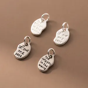 S925 Argento Sterling Pendente Irregolare Lettera Inglese Retro Finitura Antica DIY Accessorio per Creazione Gioielli Regalo Artigianale