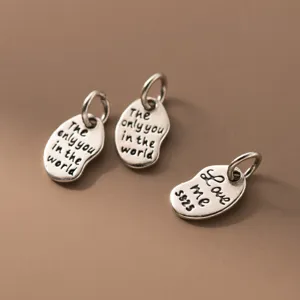 Ciondoli retrò in argento sterling S925 con incisione inglese per creazione gioielli fai-da-te