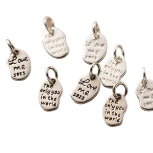 Ciondoli vintage in argento sterling S925 con incisione 'Love me' per gioielli fai da te