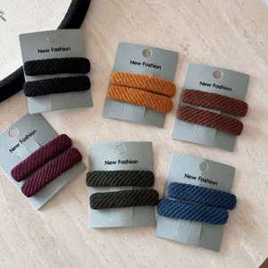 Collezione di fermagli per capelli BB rettangolari in tessuto twill in vari colori su carte