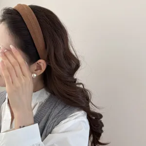 Chic textured brown sponge headband for women, designed for a high skull top style.