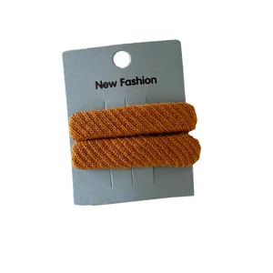 Set di 2 fermagli per capelli BB rettangolari in tessuto twill marrone per donne e ragazze
