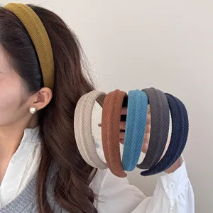 Women's Padded Sponge Headband Textured Ribbed High Top Design Hairband Candy Color Solid Headband Korean Style Hair Accessories