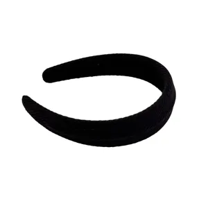 Classic black textured sponge headband with high crown design for daily hair styling.