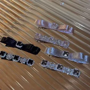 Korean Design Satin Silk Luster Rhinestone Duckbill Hair Clip Elegant Bow Knot Hairpins For Women Party Hair Accessories