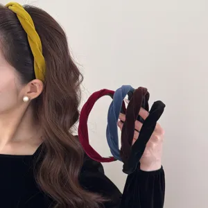 Elegant vintage velvet braided twisted headband for women in multiple trendy colors