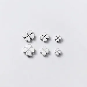 925 Sterling Silver Four Leaf Clover Spacer Beads DIY Jewelry Accessories Thai Silver Heart Pattern Antique Silver Beads