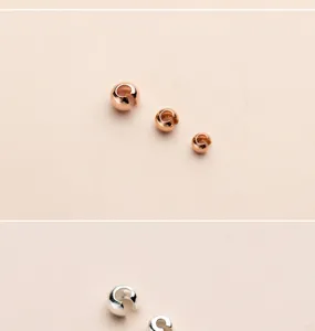 Detailansicht von S925 Sterlingsilber Quetschperlenkappen in Roségold und Silber