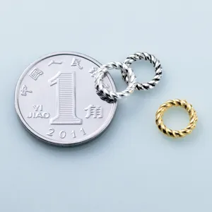 Macro detail of S925 sterling silver twisted wire rings for DIY jewelry making