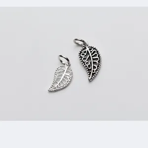 Colgantes de hojas caladas de plata S925 para accesorios de joyería DIY.