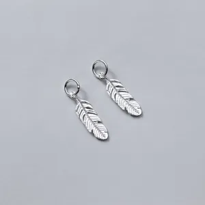 Eleganti ciondoli a piuma in argento sterling S925 per accessori per gioielli fai da te