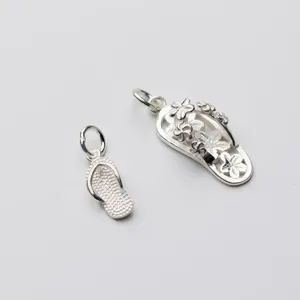 S925 sterling silver slipper shaped pendants for DIY jewelry making accessories