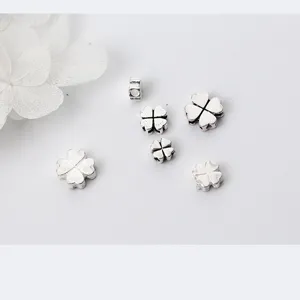 S925 silver four-leaf clover spacer beads for handmade DIY jewelry accessories crafting